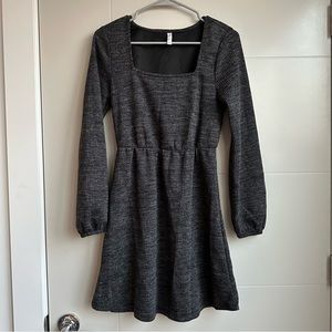 Xhilaration Women’s Gray Long Sleeve Square Neck Mini Dress